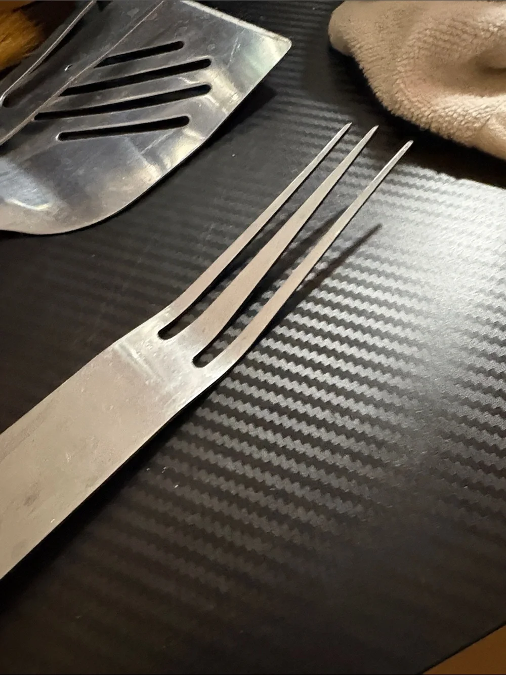 Black and Silver Stainless Serving Fork and Tongs Set